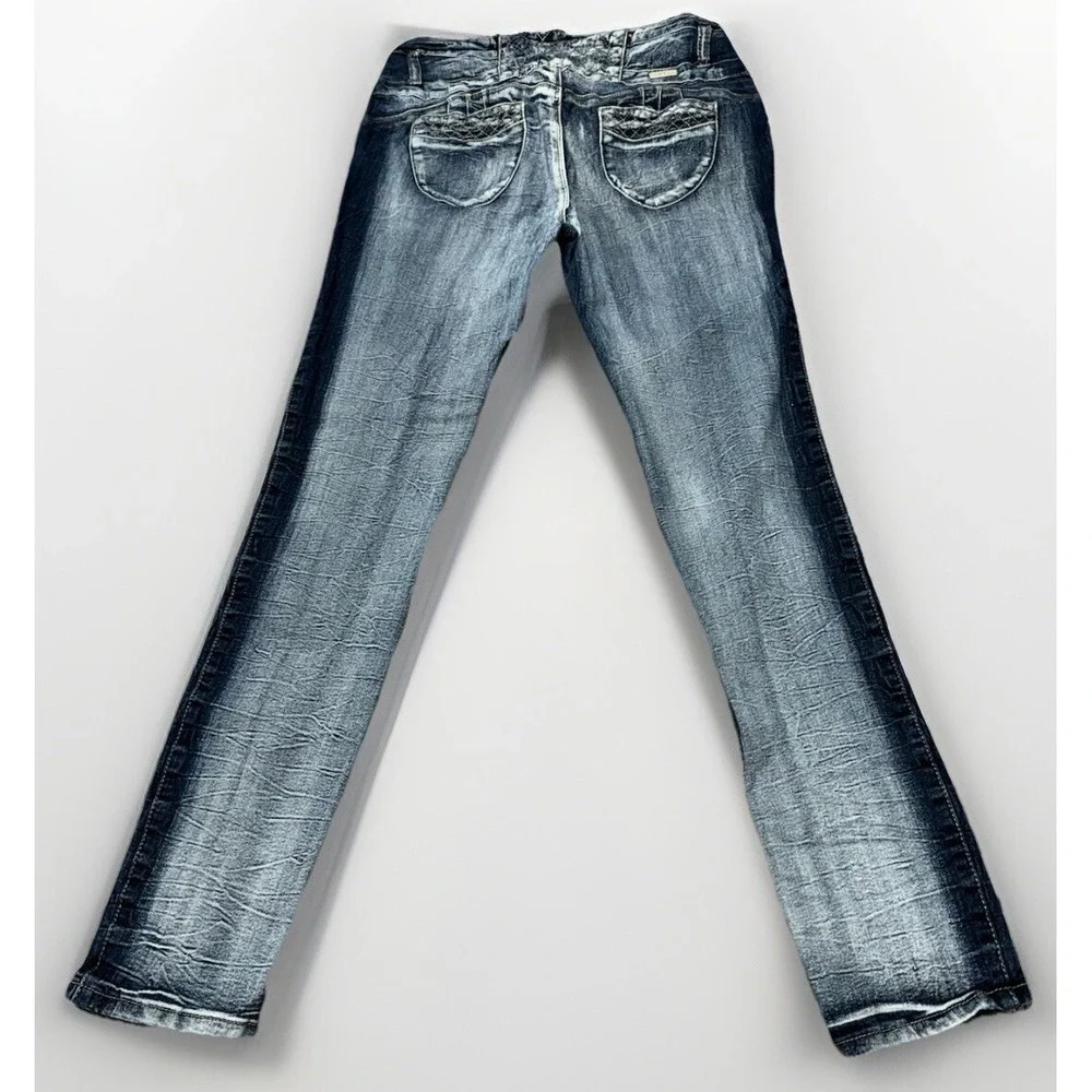 GoGo Star Jeans Womens Size 15 Juniors Blue Denim Skinny Dark Wash Pants Stretch - Picture 6 of 13